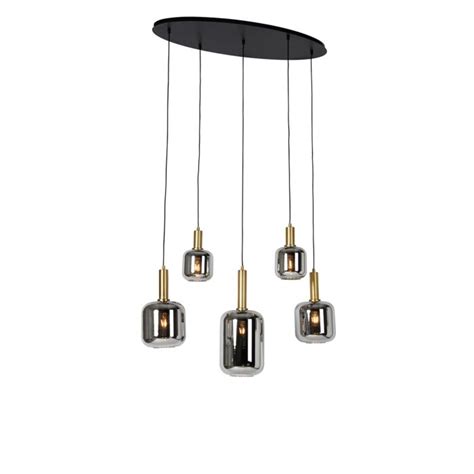 Hanglamp Zwart Met Goud En Smoke Glas Ovaal Lichts Zuzanna