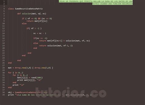 Recursividad Ruby Poo Suma Recursiva Datos Matriz Tutorias Co