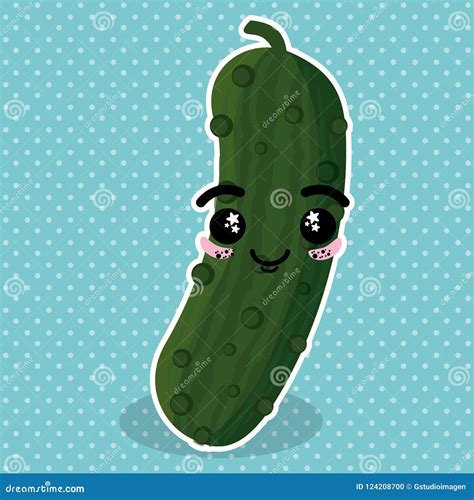 Fresh Cucumber Vegetable Kawaii Character Stock Vector Illustration