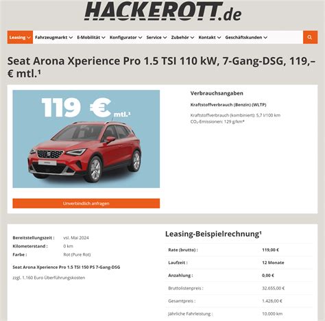 Seat Arona Im Leasing F R Euro Im Monat Brutto Ntv Autoleasing