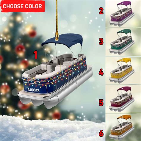 Personalized Pontoon Boat Ornament Pontoon Boat Christmas Ornament