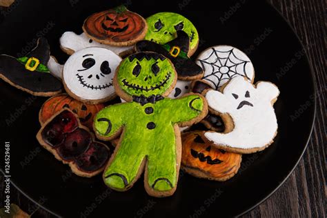 Homemade delicious ginger biscuits for Halloween Stock Photo | Adobe Stock