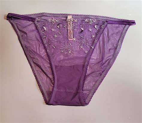 Victorias Secret String Bikini Panty Shiny Moon Stars Gem