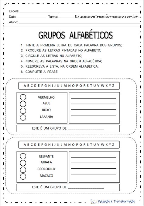 Atividades Ordem Alfab Tica De Alfabetiza O Para Imprimir