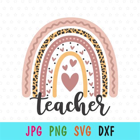 Boho Rainbow Teacher Svg For Cricut Back To School Print For Etsy