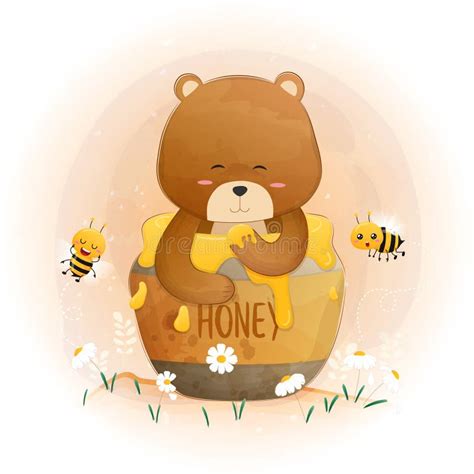 Teddy Bear And Honey Stock Vector Illustration Of Flavor 4523567