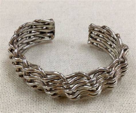 Vintage 925 Solid Sterling Silver Braided Cuff Bracelet Etsy