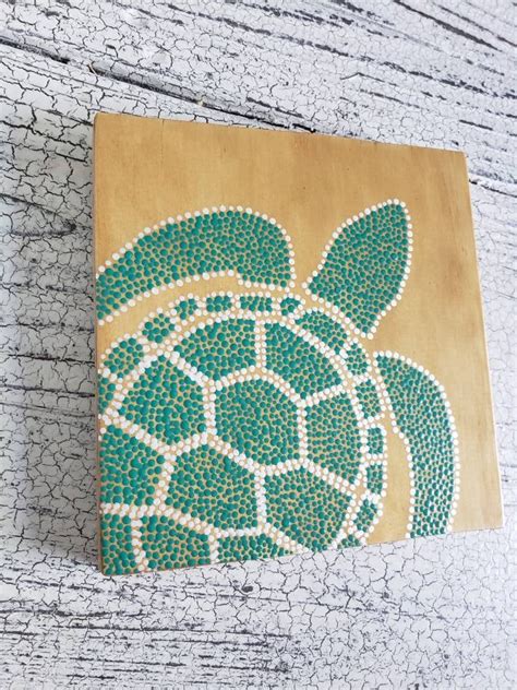 Sea Turtle Dot Art X Inch Wood Sign Painting Sea Turtle Home