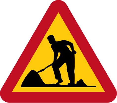 An Under Construction Sign Depicting The Silhouette Pedestrian