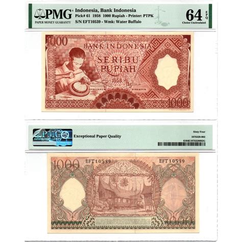 Jual Uang Kertas 1000 Rupiah Seri Pekerja Tangan I Tahun 1958 Pmg 64