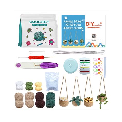 Kit de crochet pour débutants avec instructions vidéo plantes suspendues