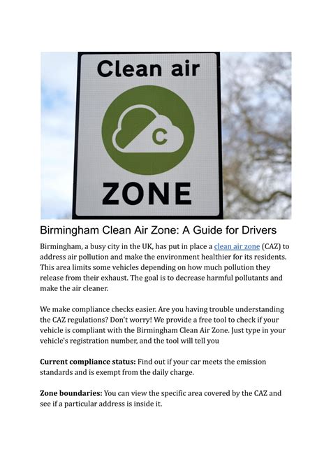 Ppt Birmingham Clean Air Zone A Guide For Drivers Powerpoint