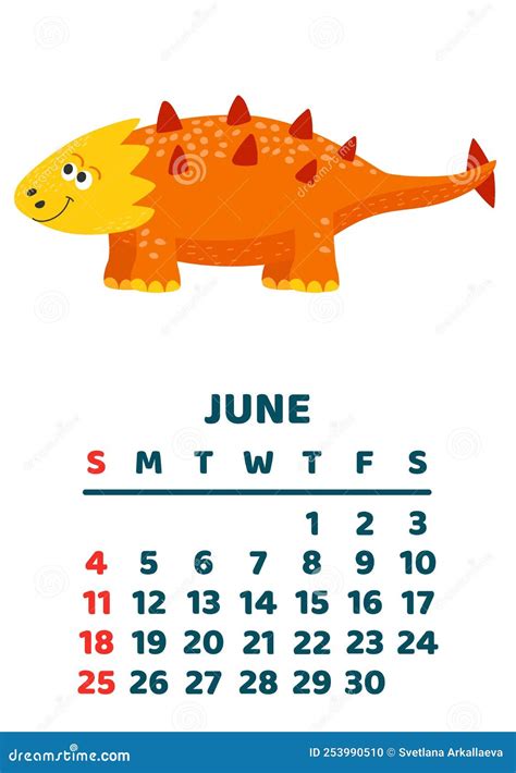 Plantilla De Calendario De Dinosaurios Lindos Para Series Infantiles