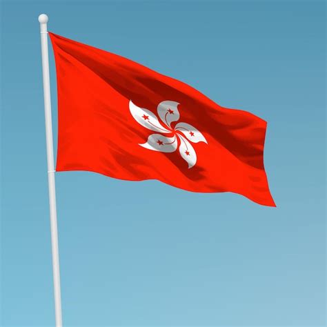 Premium Vector Waving Flag Of Hong Kong On Flagpole Template For