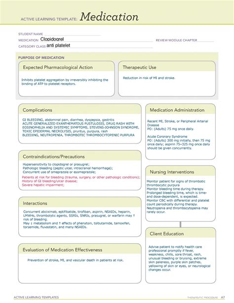 Printable Pharmacology Drug Card Template