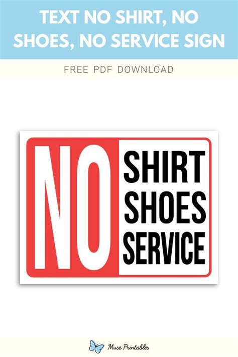 Printable Text No Shirt No Shoes No Service Sign Template Signs