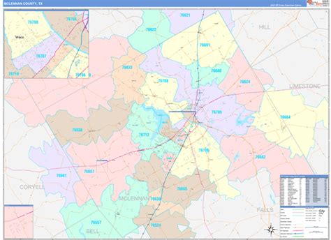 Mclennan County Tx Wall Map Color Cast Style By Marketmaps Mapsales