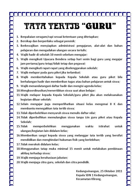 Contoh Tata Tertib Guru