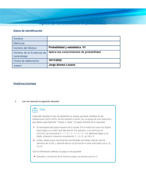 Probabilidad Uveg Actividad Aplica Tus Conocimientos De