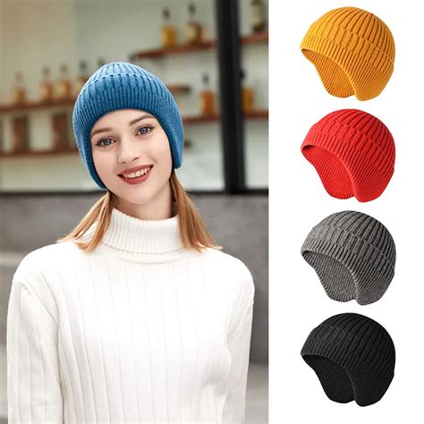 2022 New Winter Hat For Women Solid Earflaps Beanies Men Thick Warm Cap Outdoor Windproof