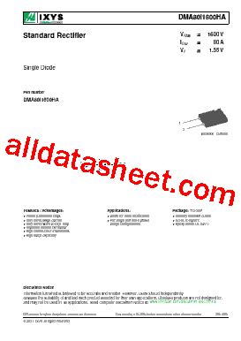 DMA80I1600HA 데이터시트 PDF IXYS Corporation