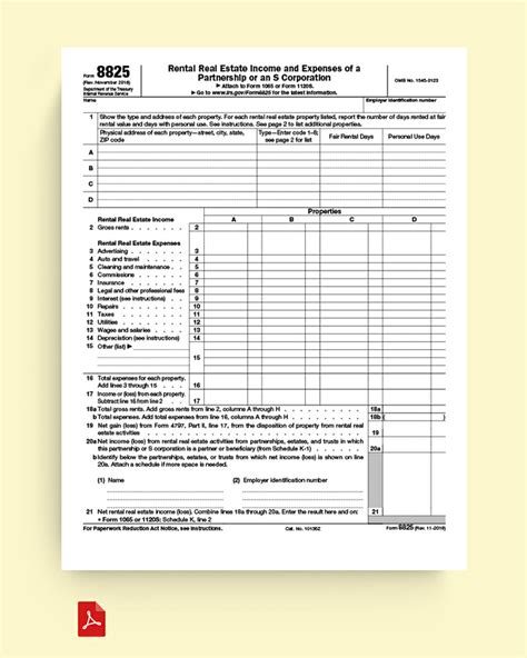 Form 8825 Fillable - Printable Forms Free Online