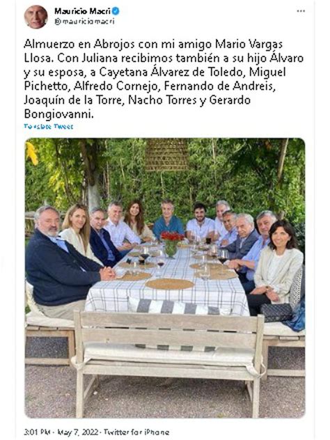 Macri Fue Anfitrión De Un Almuerzo Con Mario Vargas Llosa Y Un Selecto