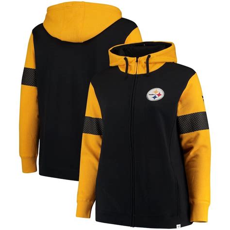 Nfl Pro Line By Fanatics Branded Pittsburgh Steelers Women S Black Gold Plus Size Iconic Raglan