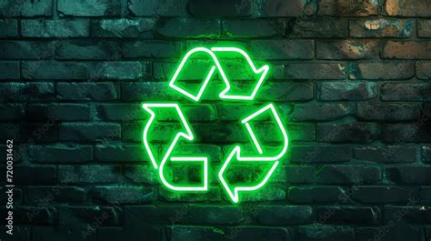 Green Neon Lights Of Eco Recycle Symbol Zero Waste Concept Ecology