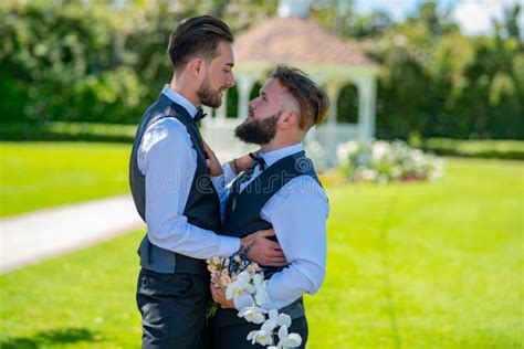 Gay Couple Wedding Lgbt Gay Marriage Couple Having Romantic Moment