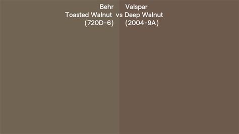 Behr Toasted Walnut 720d 6 Vs Valspar Deep Walnut 2004 9a Side By Side Comparison