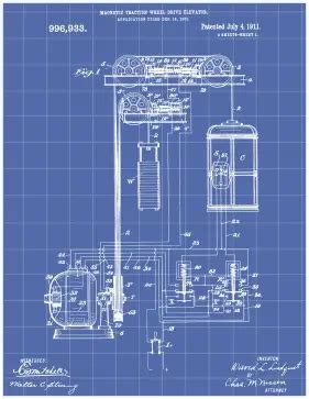 Elevator Patent on Blueprint