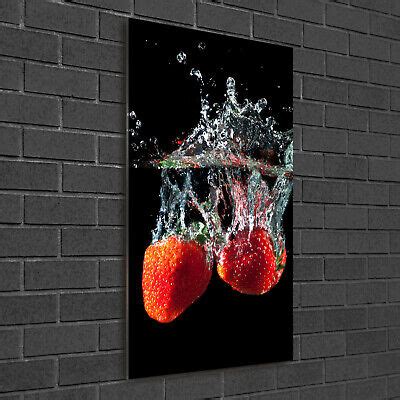 Tulup Image Sur Verre Acrylique Tableaux 50x100 Fraises Sous L Eau EBay