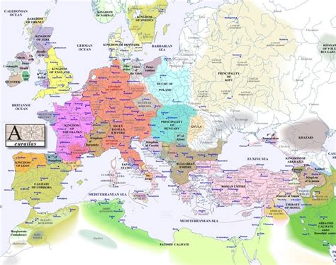 Map of Europe, Circa 1000 A.D. : pics