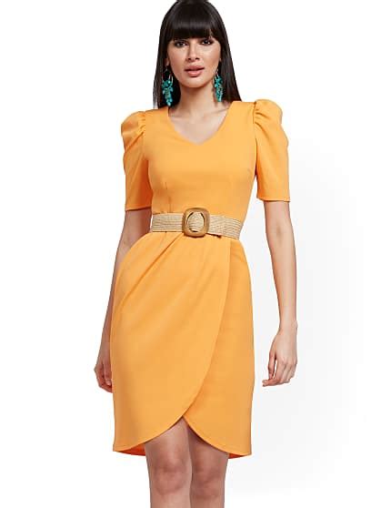 Puff Sleeve Tulip Hem Sheath Dress Magic Crepe® New York And Company