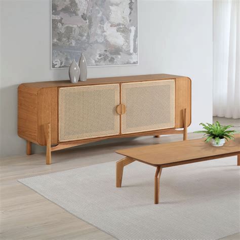 Buffet Aparador Madeira Afrah Contemporâneo 180cm Palha Bergen Home