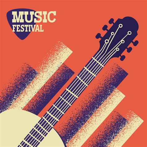 Music Concert Background With Acoustic Guitar Vector Music Fest Stock