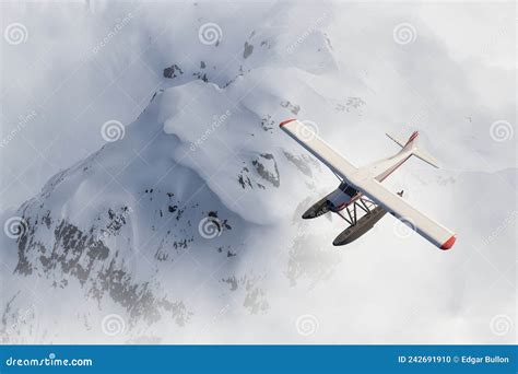 Beeld Van Het Canadese Berglandschap Met De Zeeplane Stock Foto