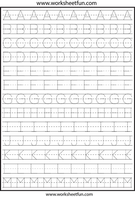 Dotted Alphabet Practice Sheets