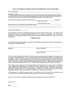 Fillable Online Fee Waiver Form Florida Housing Coalition Fax Email