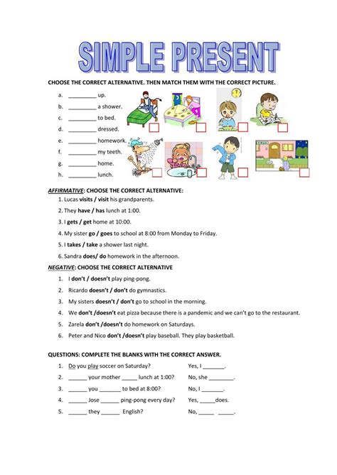 Simple Present Online Exercise For Elemental Simple Present Tense