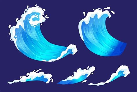 Ilustra O De Ondas Do Mar Ou Oceano Vetor Premium