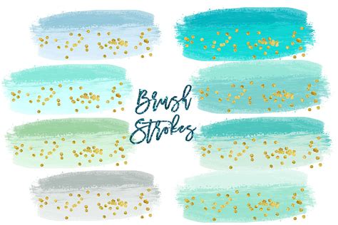 Watercolor Splashes Clipart, mint Brush Strokes Clip Art, Watercolor BRUSH STROKES Clipart ...