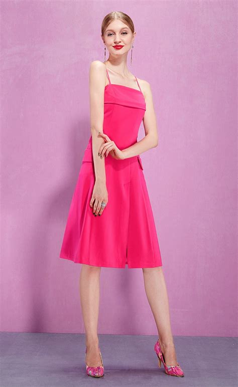 Hot Pink Sheath Spaghetti Strap Knee Length Party Dress Gemgrace