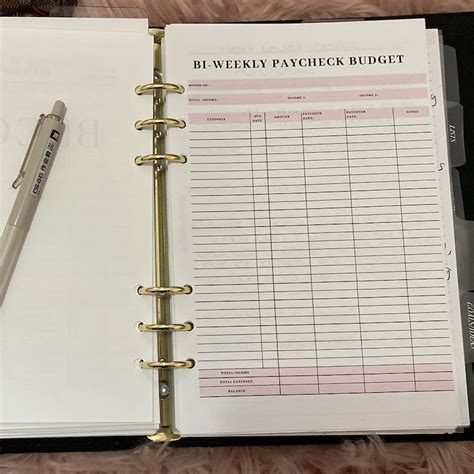 Bi Weekly Paycheck Budget Bill Organizer Paycheck Planner Paycheck