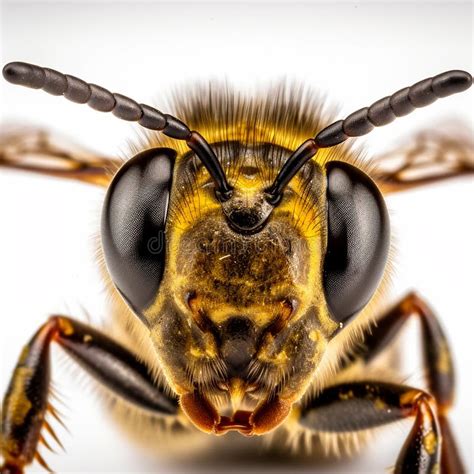 A Close-up Photo of a Bee S Head, Showing Its Eyes, Antennae, and ...