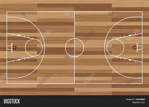 Basketball Court Outline Wooden Vector & Photo | Bigstock