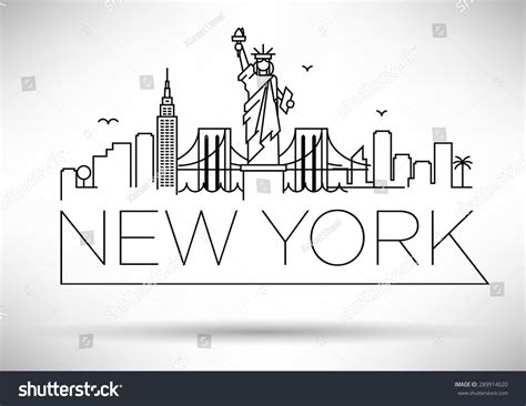 Linear New York City Skyline With Typographic Design Diseño