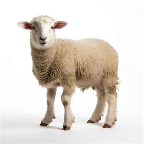 Premium Photo There Is A Sheep Standing In A White Room With A White