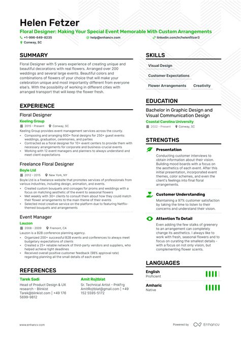 5 Floral Designer Resume Examples & Guide for 2023